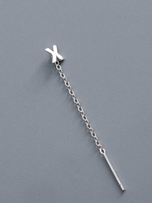 ES2180 [Single X Letter] 925 Sterling Silver Tassel Minimalist Threader Earring